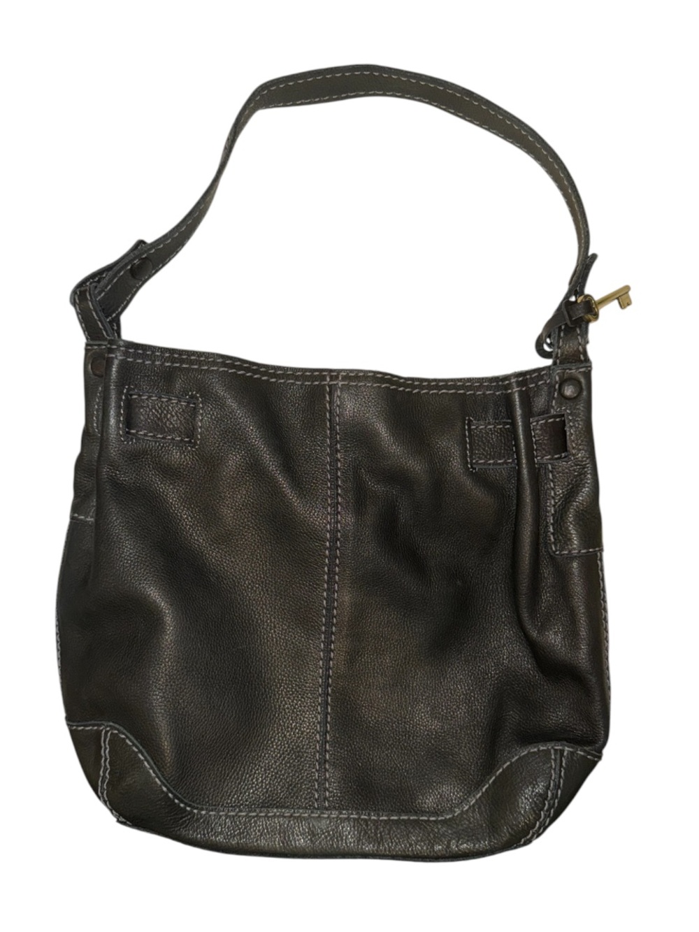 Vintage Fossil Black Leather Pebble Shoulder Bag
